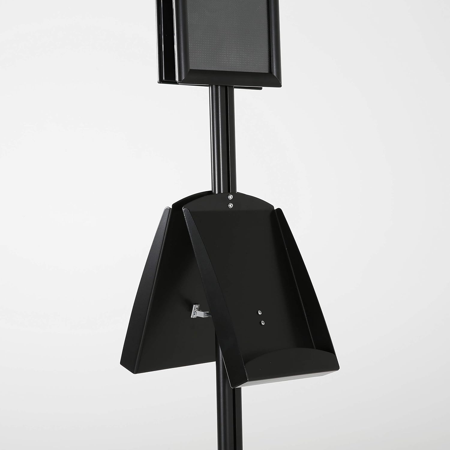 M&T Displays Free Standing Aluminum Display Stand Double Sided Document Brochure Sign Holder Front Loading Portrait Landscape Black Snap Frame 2x(8.5x11) and Metal Tray Shelf... - Image 7
