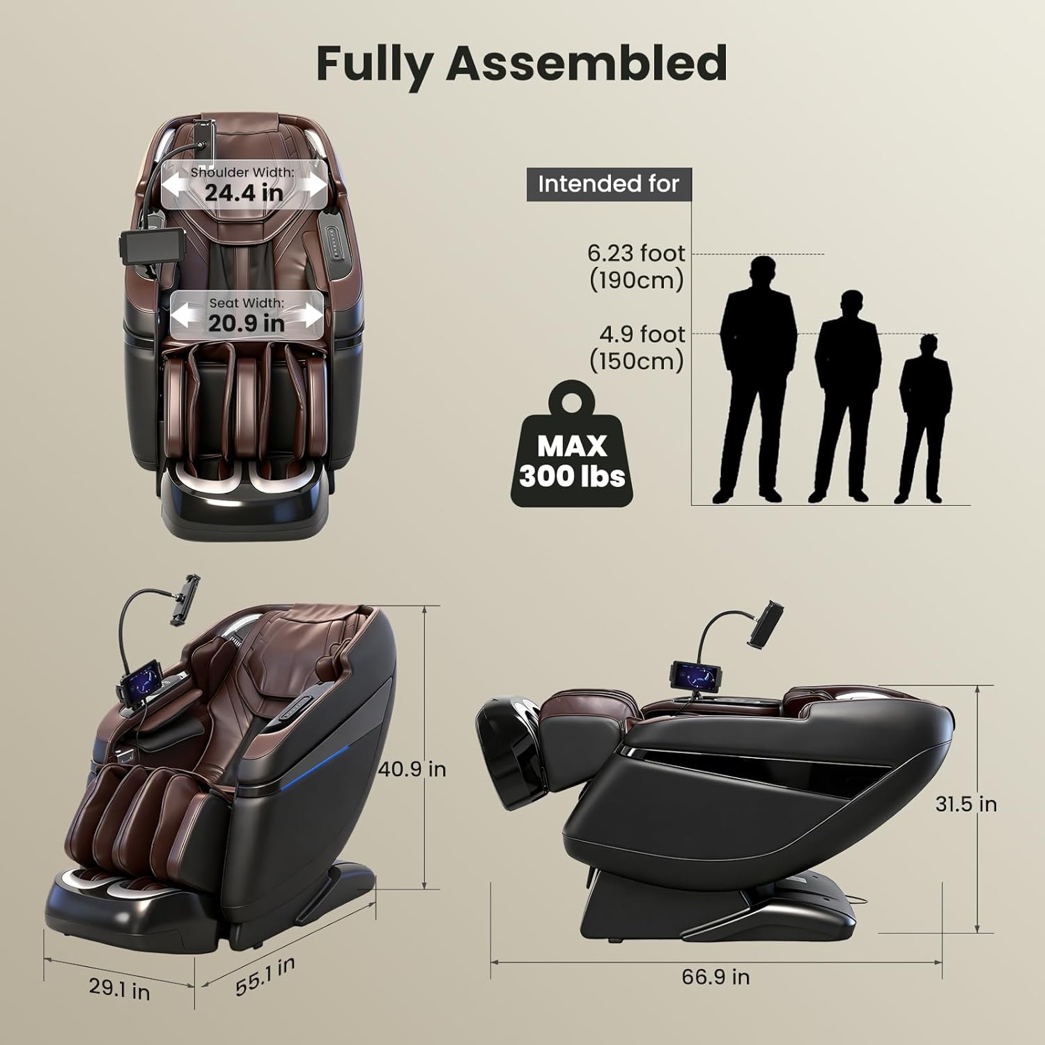 4D Music Rhythm Massage Chair Full Body, 2026 Unique Sonic Resonance Zero Gravity SL-Track Shiatsu Recliner with Knee Heating Blanket AI Voice Bluetooth Foot Roller Body Scan Airbags G9 Black - Image 2