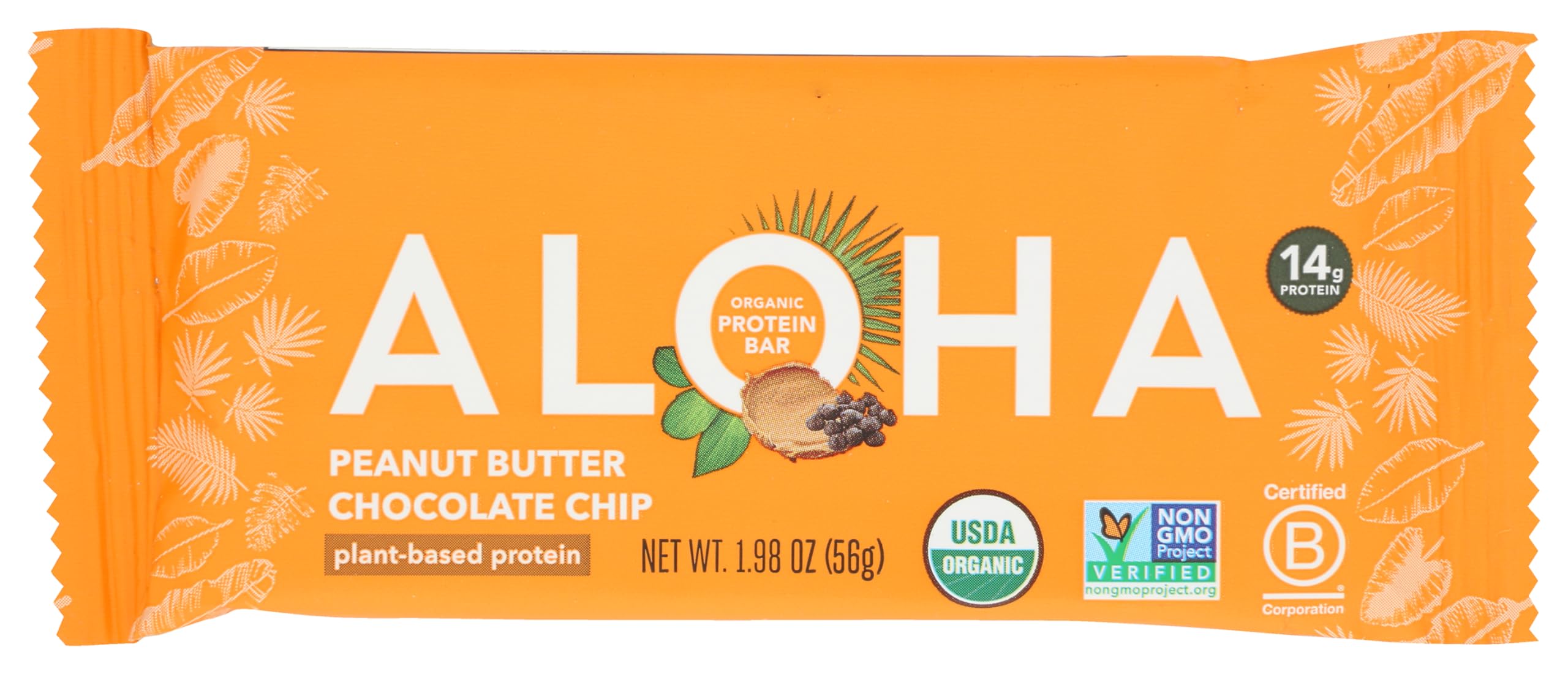 Aloha Organic Plant Based Protein Bar Peanut Butter Chocolate Chip , 1.98 Oz
