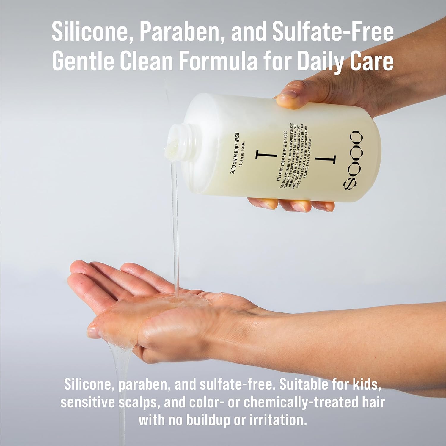 SOOO Swim Body Wash, Chlorine Removal After Swim Body Wash for Swimmers, Removes Salt & Residue, Hydrating Soothing dry itchy Skin, Centella Asiatica, Citrus Scent, Silicone-Free Paraben-Free 16.9 Oz