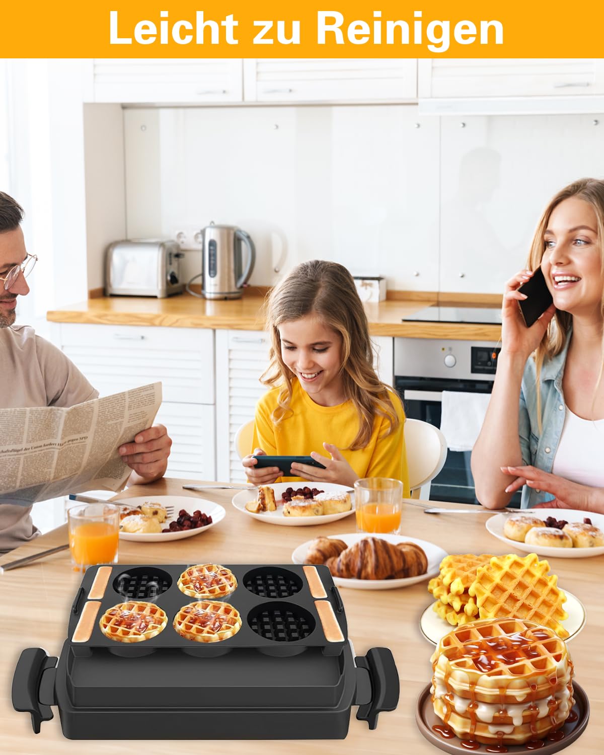 Plaques à gaufres en silicone compatibles avec Tefal OptiGrill XL, Elite XL, OptiGrill+ XL, OptiGrill Elite XL, moule à gaufres pour Tefal Optigrill, insert de bac de cuisson en silicone, gaufres