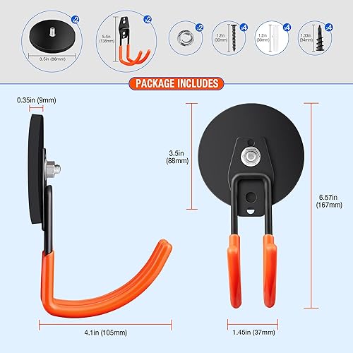 Miniatura 4 de Ganchos magnéticos grandes y fuertes para colgar de alta resistencia, 2 ganchos de almacenamiento de imanes de neodimio de 3.5 pulgadas, gancho