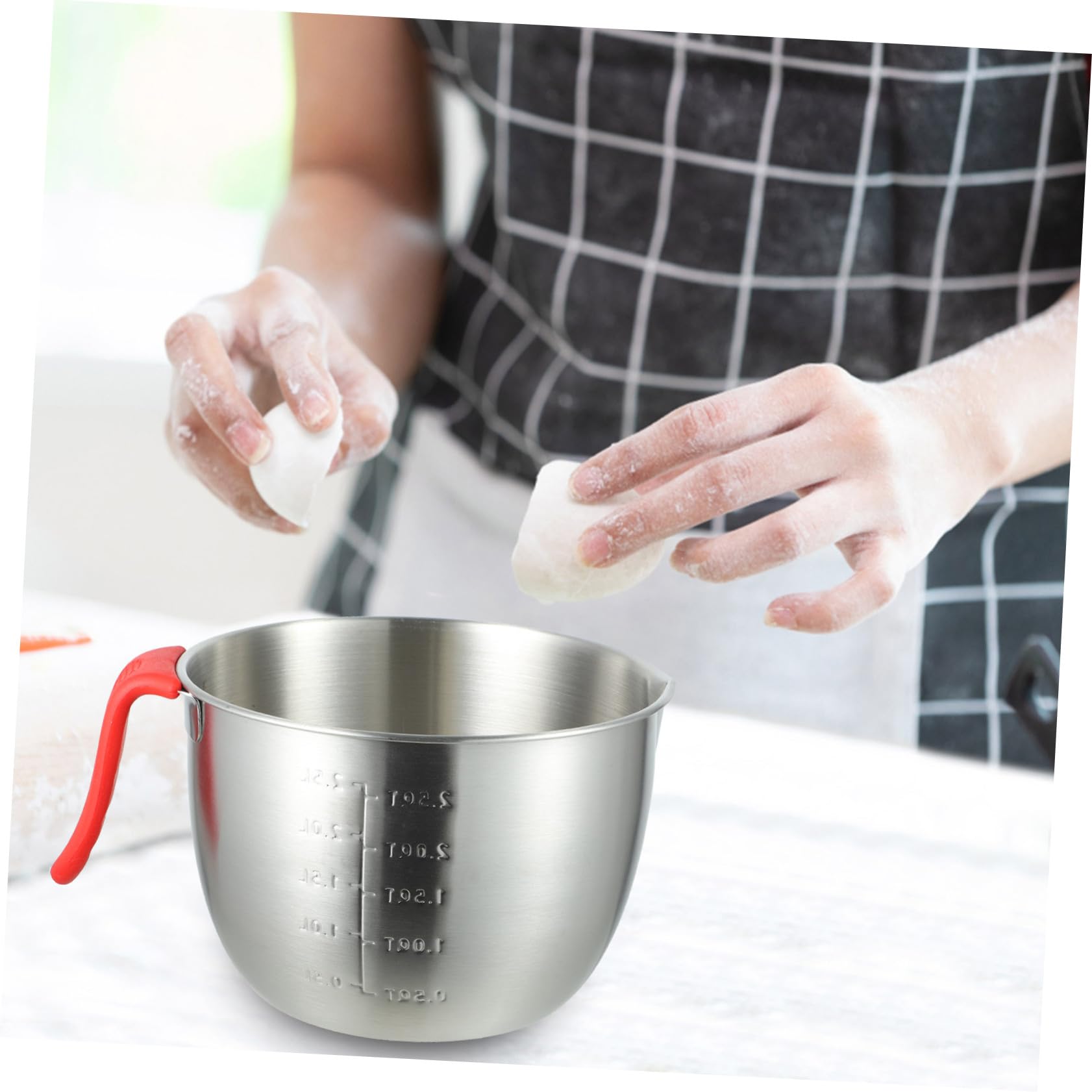 Edelstahl Rührschüssel mit Griff und Deckel 2, 5 L für Küche
