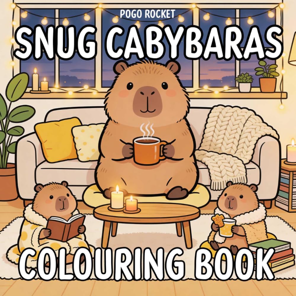 Snug Capybaras: Cute, Cozy & Relaxing Colouring Book with Bold Easy Designs for Stress Relief