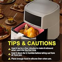 Vista 4 de 3 Pcs Silicone Air Fryer Liners Square Airfryer Liners 4-7 QT 7.1 Inch, Fish Grill Basket for Outdoor Grill, Grilling Basket With Removable Handle