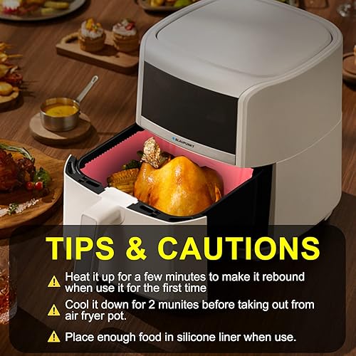 Miniatura 4 de 3 Pcs Silicone Air Fryer Liners Square Airfryer Liners 4-7 QT 7.1 Inch, Fish Grill Basket for Outdoor Grill, Grilling Basket With Removable Handle