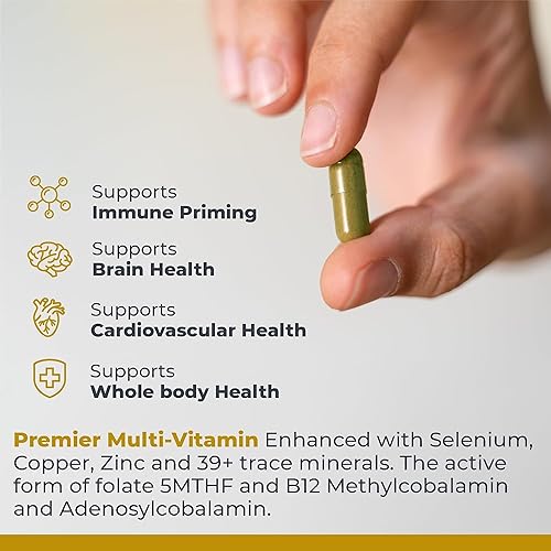 Miniatura 4 de Premier Research Labs Multi-Vitaminas - Soporte inmunológico, cerebral y cardíaco | con prebióticos y postbióticos | Cápsulas veganas para hombres y