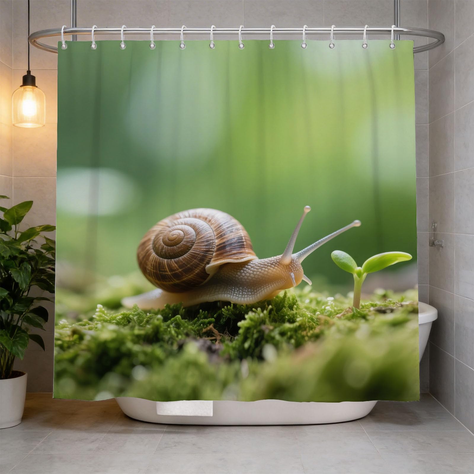 Hongduo 3D Snail Shower Curtain for Stalls Bathtubs Animal Lover Bathroom Decor Shower Curtain Set Polyester Fabric Waterproof 120x180cm/48X71 Inch with Hooks