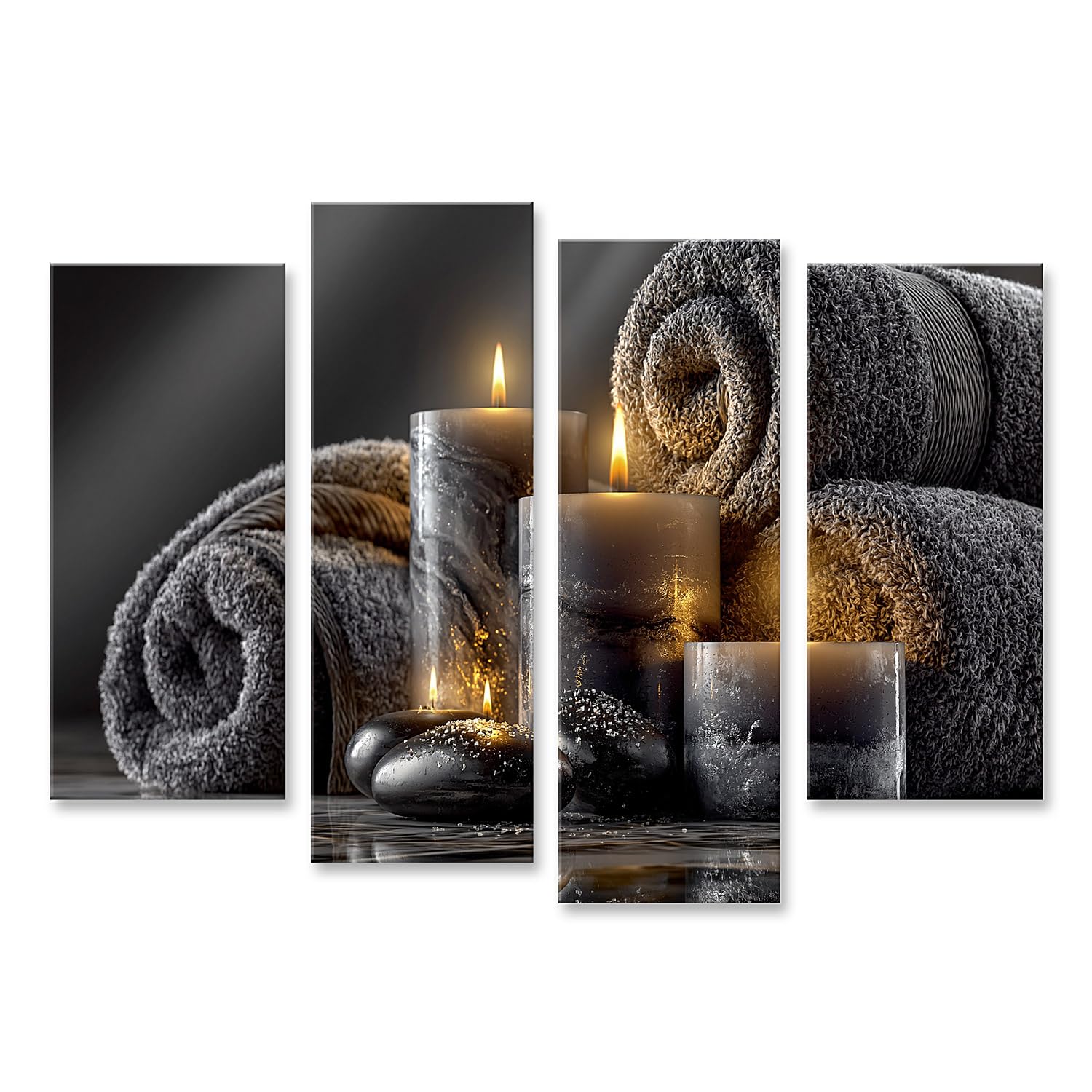 islandburner Cuadro sobre lienzo de lujo experiencia de spa mural para baño perfecto para los amantes de la relajación - 4 piezas