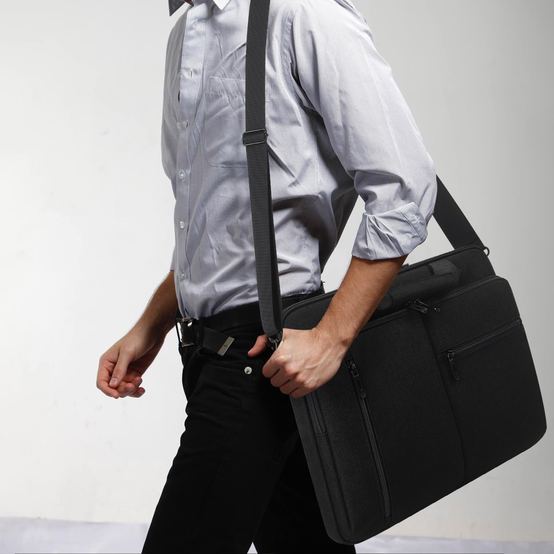 Sacoche Ordinateur 17-17.3 Pouces Anti-Choc Anti-Rayures Sac à Bandoulière Pochette PC Portable Sac Ordinateur pour Dell XPS 17 / Inspiron 17 5000 7000, LG gram 17, Razer Blade 17, Noir