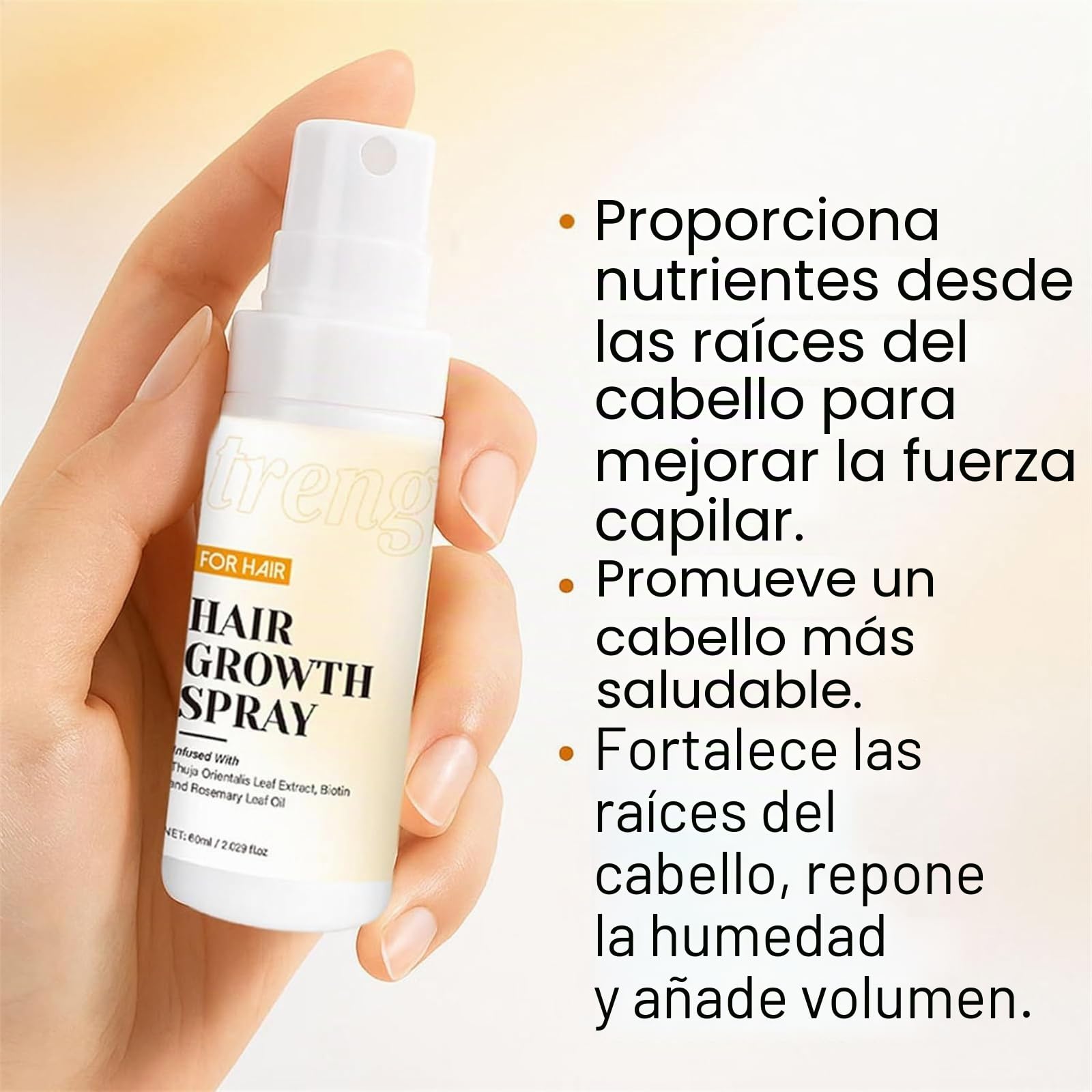 Spray para el crecimiento del cabello con aceite de romero, spray para pérdida total más fuerte, aceite nutritivo para el cuero cabelludo, suero espesante natural para cabello seco dañado (2pcs)