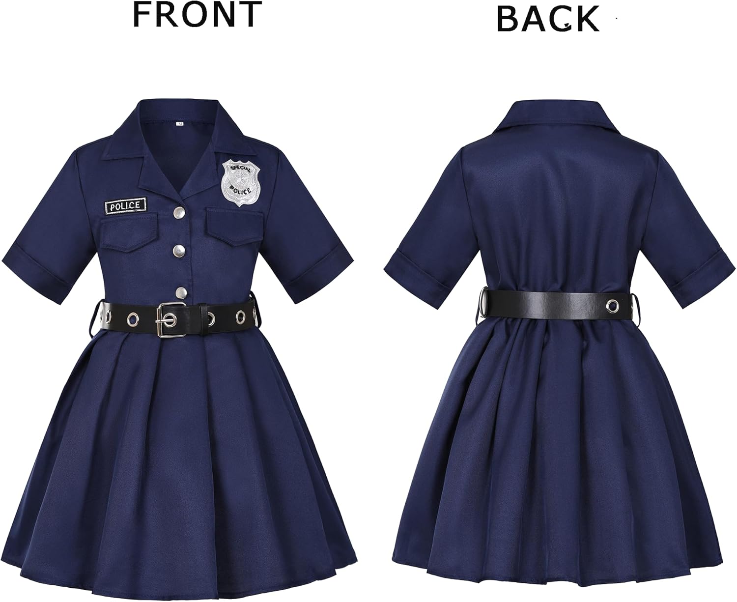 Girls Police Officer Costume Kids Cop Uniform Toddler Policeman Outfit, Police Dress Up Career Day Halloween Gifts - Image 5