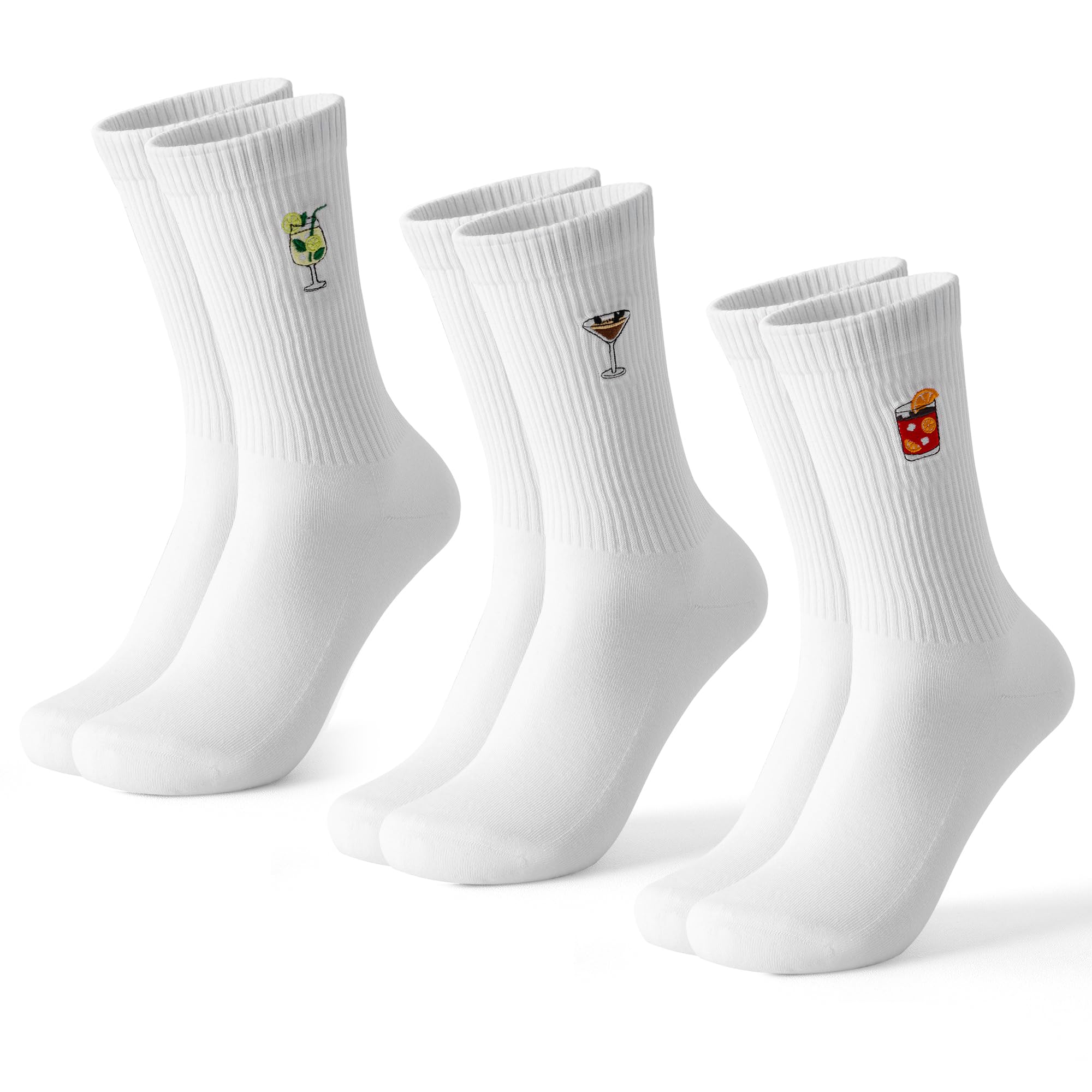 BISOUSOX Aperol Spritz Lustige Socken Herren Baumwolle Tennissocken Ohne Naht Damen Geschenke für Männer Fun Sportsocken mit Stickerei für Laufen Fitnessstudio,Alltag für Arbeit 3 Paare 39-42/43-46