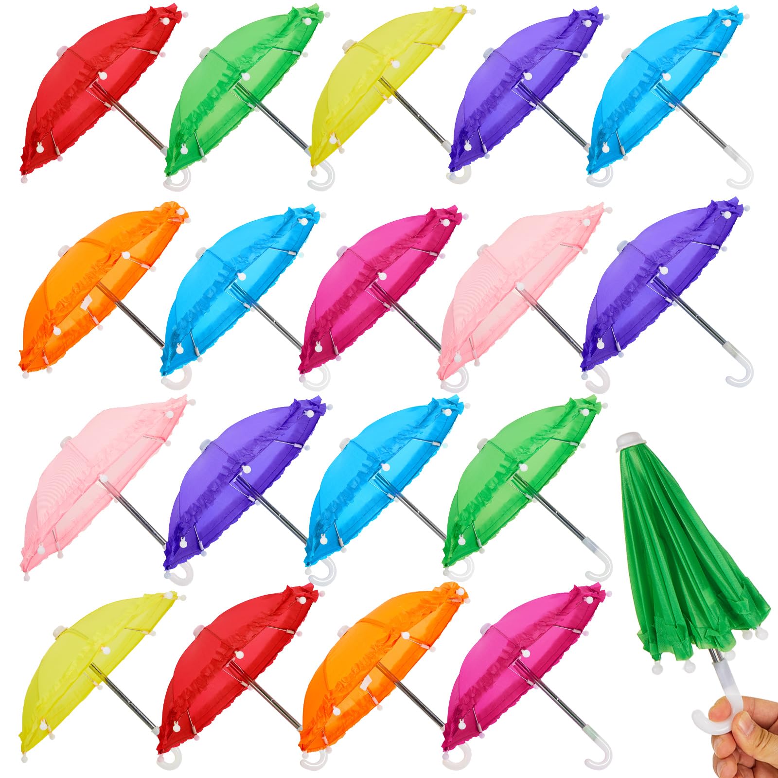 Eccliy Mini Umbrella 11 8 Inch Colorful Tiny Plant Umbrella Adjustable Beach Sunny Rainy 1 6 Scale Doll