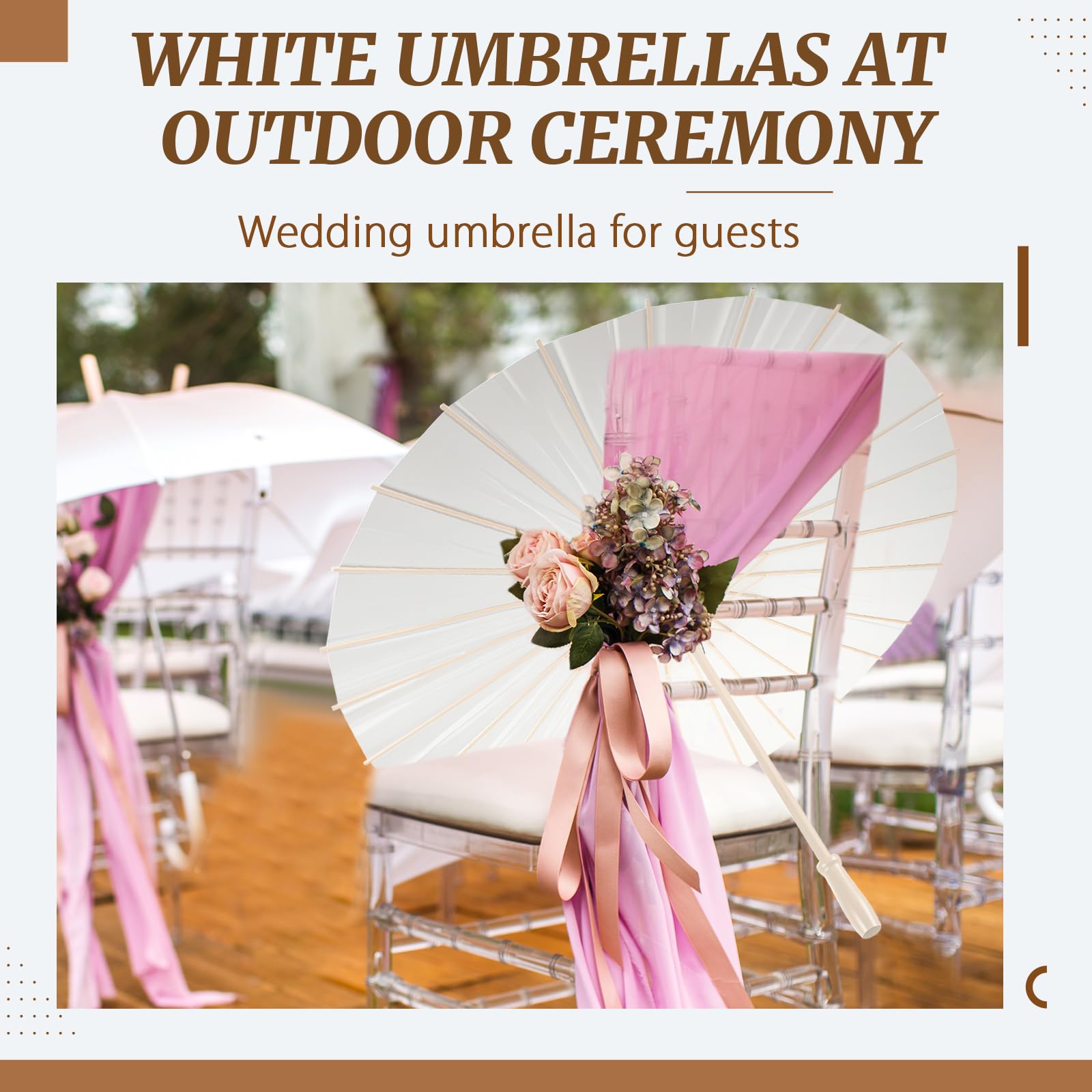 Weiße Papierschirme, Hochzeitsschirm, Großpackung für Sonne, chinesischer japanischer Sonnenschirm, DIY Malerei Regenschirm für Gäste, Hochzeit, Party, Dekoration (84 cm, 15 Stück)
