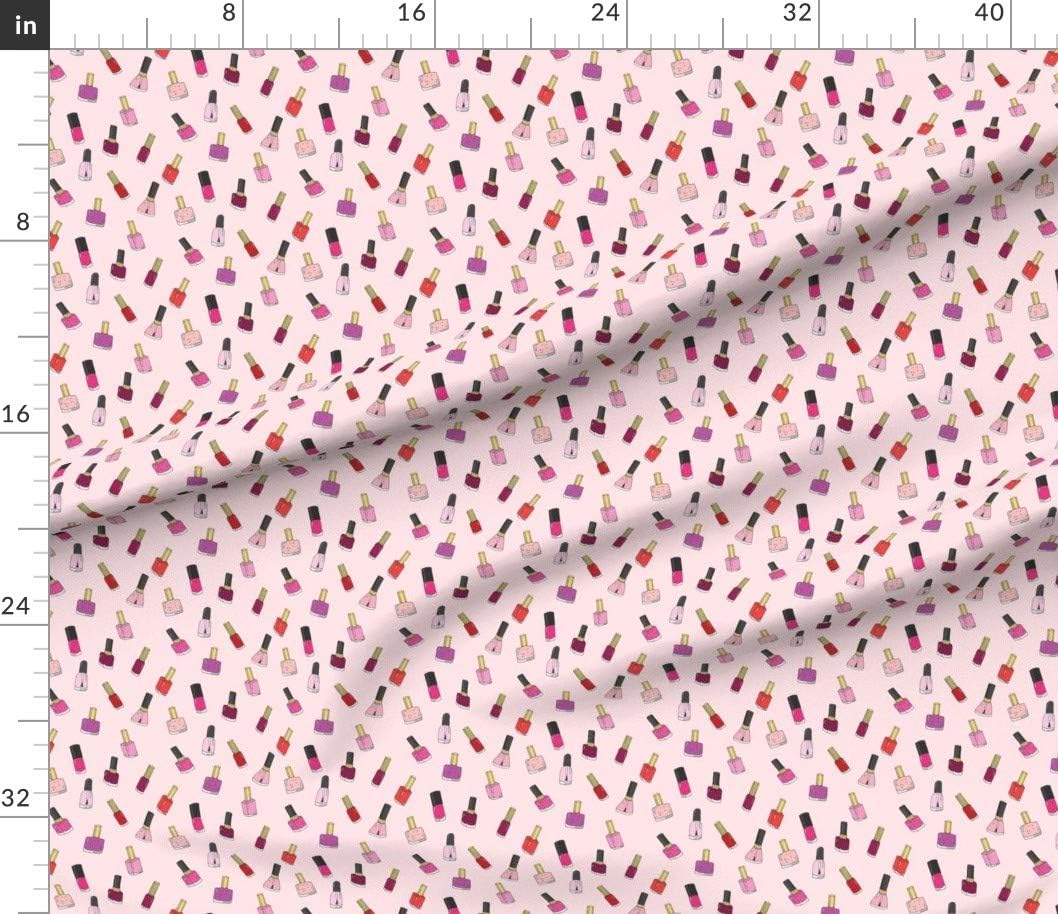 Spoonflower Fabric - Pink Makeup Beauty Girls Printed on Petal Signature Cotton Fabric by The Yard - Sewing Quilting Apparel Crafts Decor