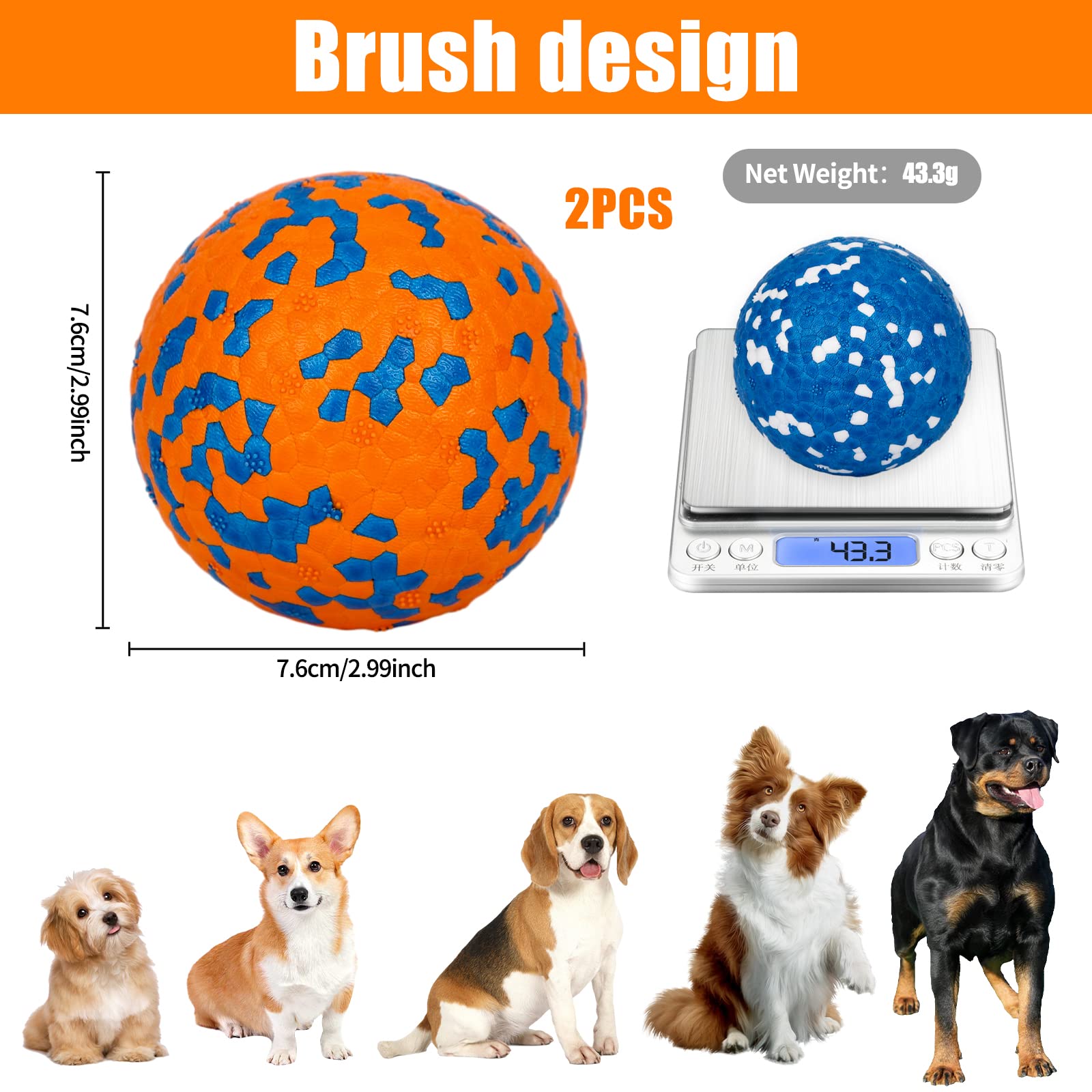 2 Piezas Pelota de Juguete para Perros,Pelotas para Perros Indestructible,Goma Alto Rebote Pelota Interactiva Sólida Duradera,Bola Juguetes de Entrenamiento para Perros Pequeños Medianos Grandes