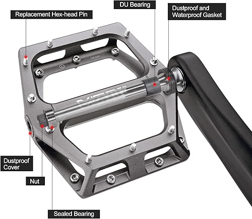 Miniatura 6 de MZYRH Pedales de bicicleta de carreteramontaña Pedales MTB Pedales de bicicleta de aleación de aluminio 916 "rodamiento sellado plataforma ligera