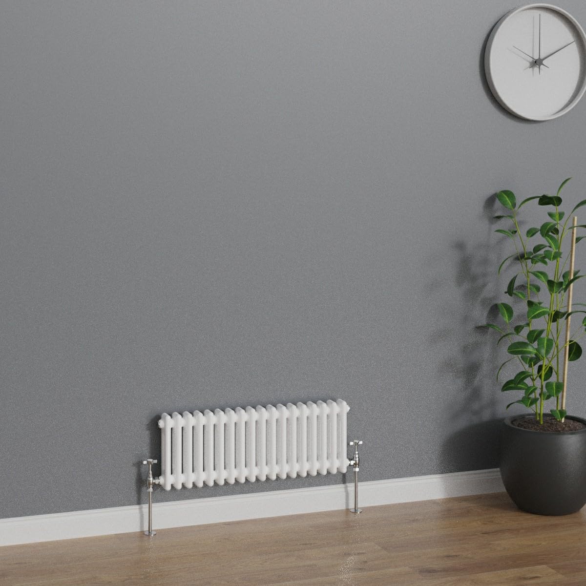 Warmehaus White Traditional Radiator Horizontal Double Column Cast Iron Radiators 300X830mm
