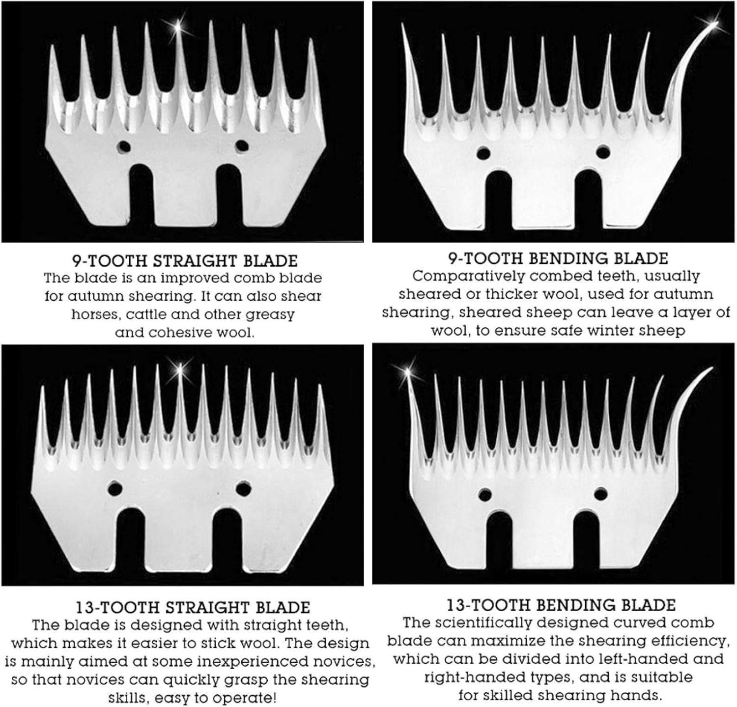 Schafschere Klinge Hohe Härte Schneide Schermesser Ersatz Scherkämme und Messer für Ziegenschere(13 Tooth Straight Blade (+ Swing Blade))