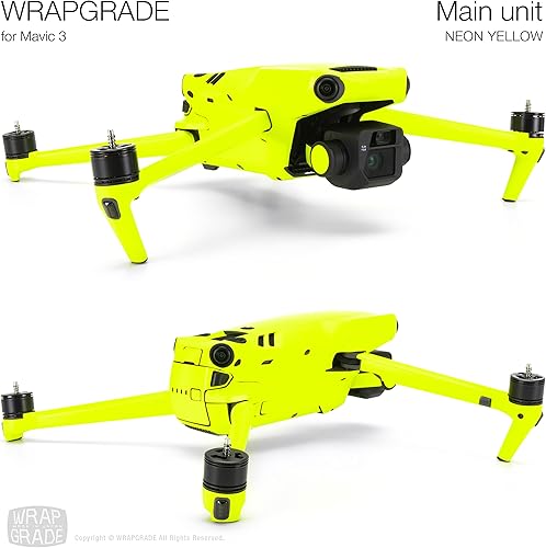 Miniatura 4 de WRAPGRADE Adhesivos de piel completa para DJI Mavic 3  Mavic 3 Classic (amarillo neón)