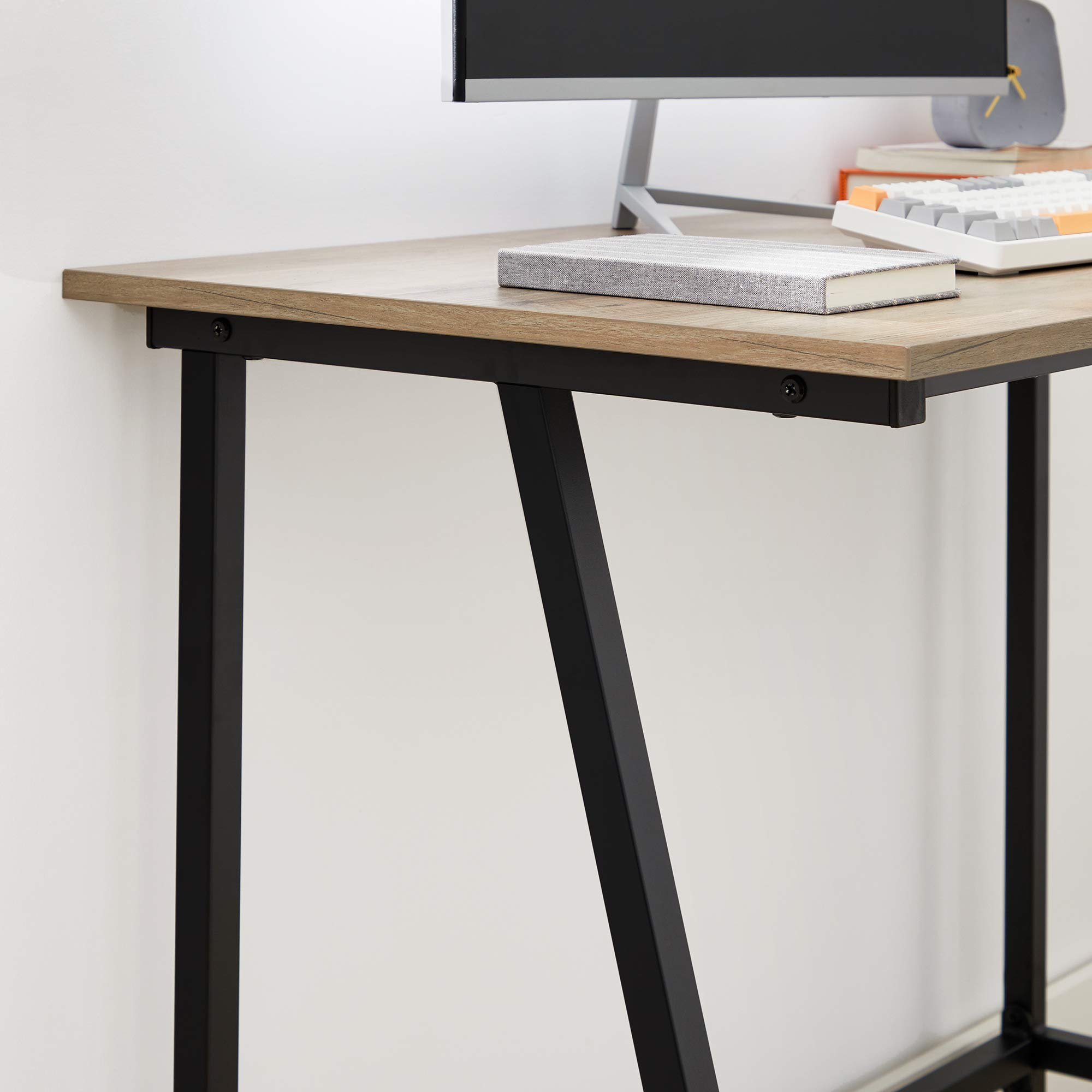 VASAGLE Scrivania per Computer, Scrittoio, Piano Vintage, Tavolo da Studio, Montaggio Facile, 50 x 100 x 75 cm, Industriale, Greige e Nero LWD040B02