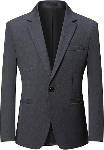 Mens Blazers Slim Fit Stretch Sport Coat One Button Business Suit Jacket