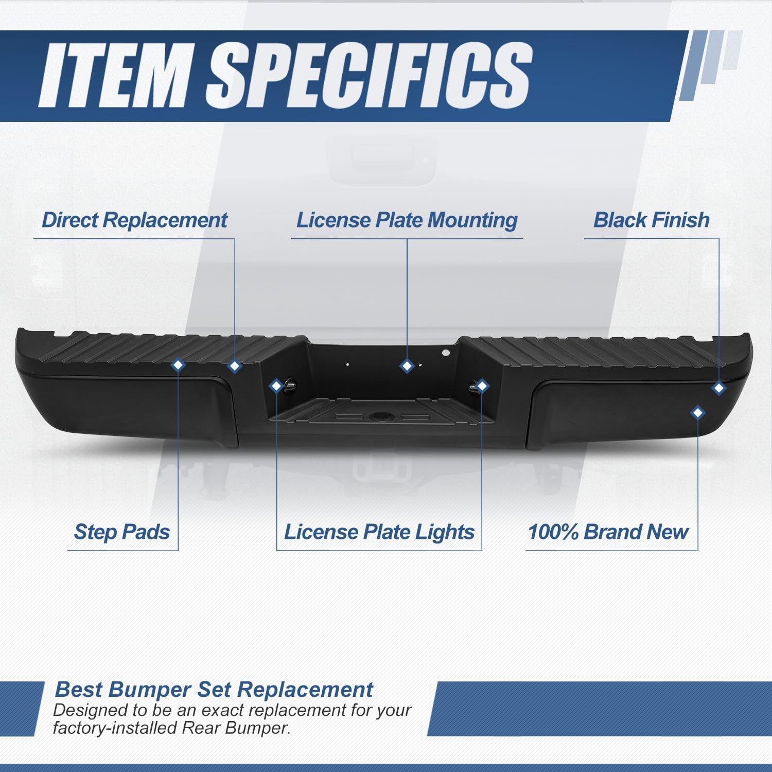 Auto Dynasty Rear Bumper Assembly Compatible with 2008-2016 Ford F-250 F-350 F-450 Super Duty, w/o Sensor Holes, FO1102371, Paint to Match Black