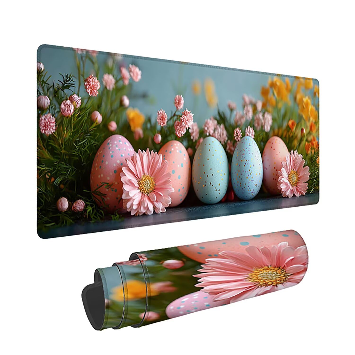 Podkładka pod mysz XXL Flower - 1400x600x3mm - Duża mata na biurko z przeszytymi krawędziami Wodoodporna antypoślizgowa do komputera, laptopa poprawia precyzję i szybkość. -36532