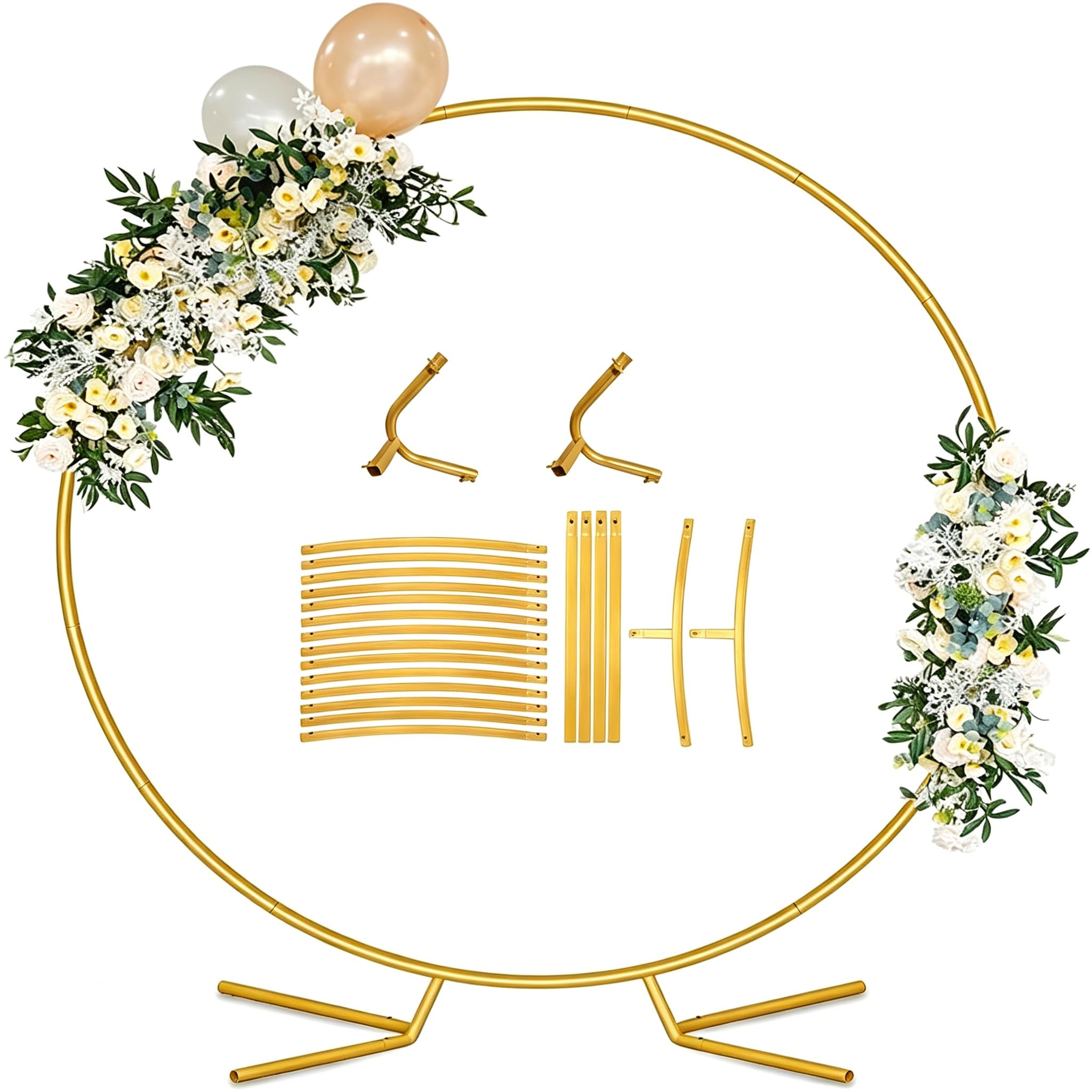 Hochzeitsbogen 2x2M Gold Ballonbogen Ständer Metall | Hochzeitsbogen Gestell, Ballondekoration, Hochzeit Babyshower Geburtstag Jubiläum Party, Fotohintergrund DIY Girlande Deko