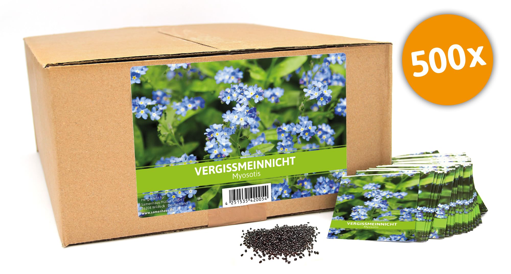 FLORTUS Vergissmeinnicht für Gastgeschenke (500 Tütchen) | Blumensamen perfekt als Dankeschön Geschenke, Werbegeschenke & Gastgeschenke Hochzeit