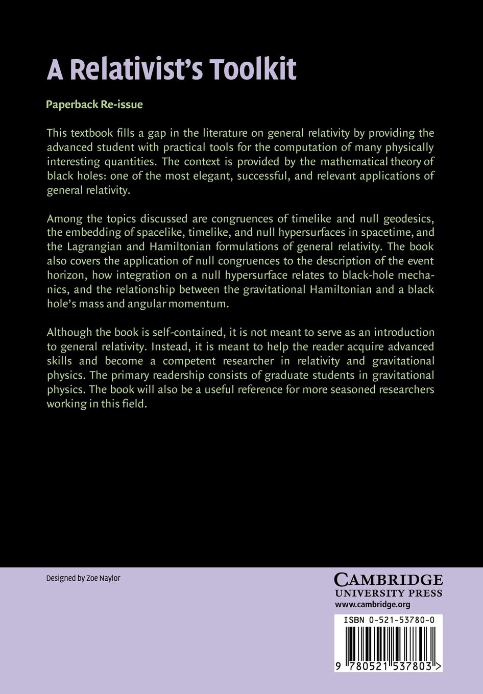 A Relativist's Toolkit Paperback: The Mathematics of Black-Hole Mechanics