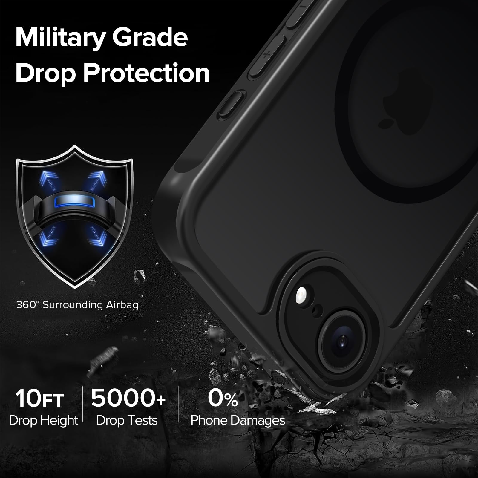 iVoler Cover Magnetica per iPhone 17e / iPhone 16e, [Compatibile con MagSafe] [Protezione Antiurto di Grado Militare] Custodia Anti-graffi Traslucida Opaca Posteriore Sottile Case, Nero