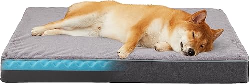 Miniatura 9 de Cama de Espuma Viscoelástica para Perros Grandes, Camas Refrescantes para Perros Grandes, Alfombrilla Lavable para Mascotas para Jaula con Alivio