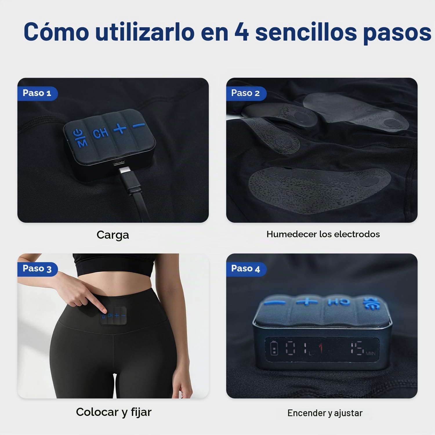 MEGELIN Pantalones cortos tonificadores EMS – Activación muscular profunda para restaurar la función de la cadera y la pelvis (para mujeres, uso en casa) – Resultados visibles en 2 a 4 semanas – Negro