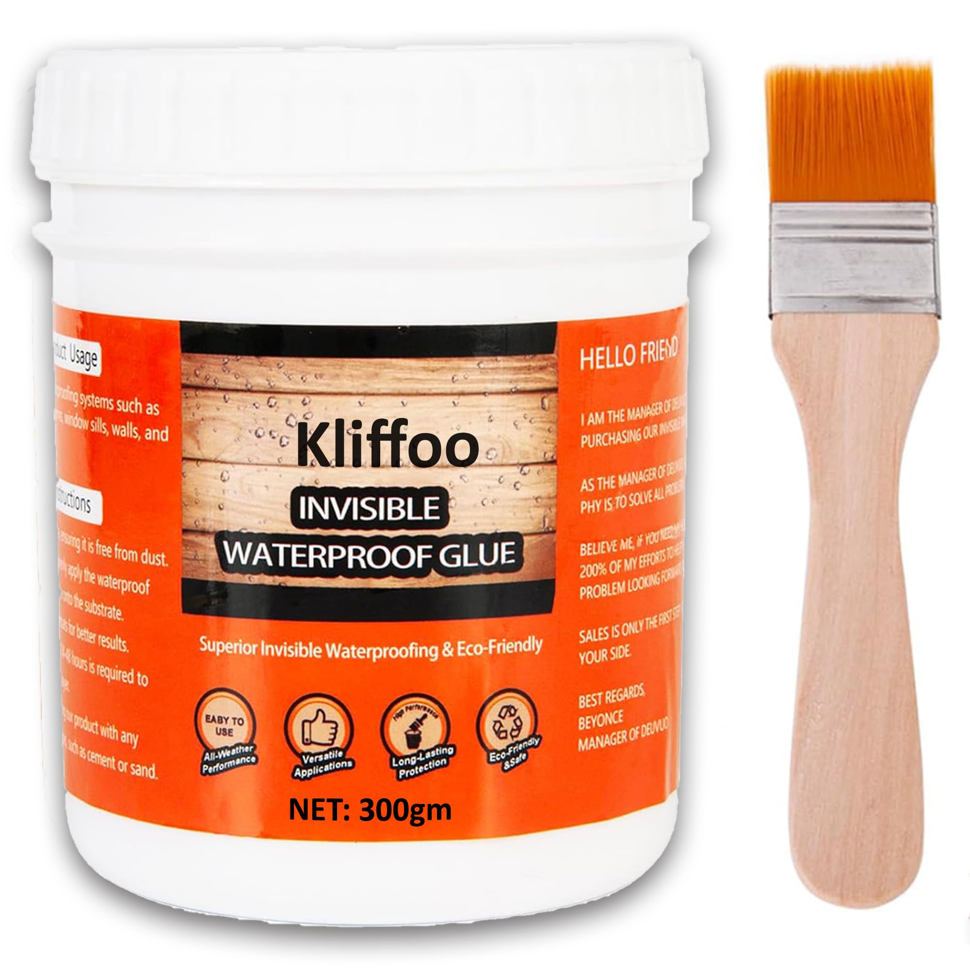 Transparent Waterproofing Glue 300 ML with Brush for Roof Water Leakage Solution, Crack Seal Agent Indoor & Outdoor, Waterproof Coating Sealant for Bathroom, Pipes, Wall, Tile Surface, Window