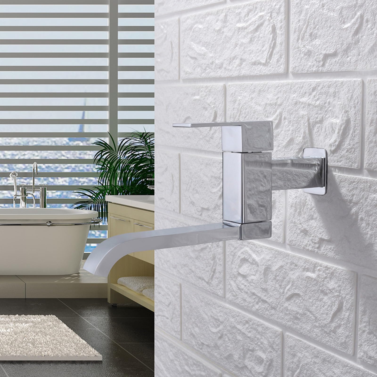 Robinet de lavabo cascade encastrable noir avec bec orientable 360