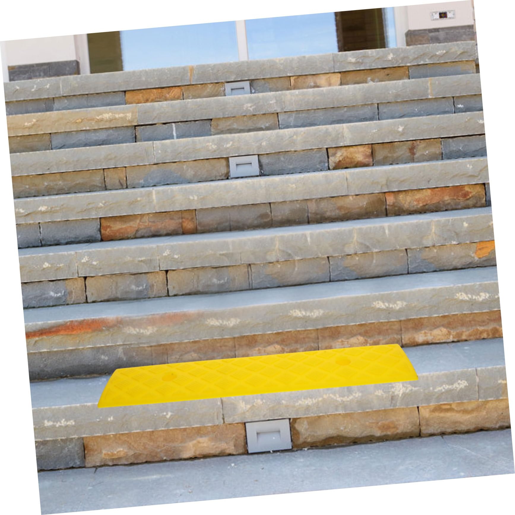 SOIMISS Rampa per Soglia in Plastica Gialla 50x13cm per Sedia a Rotelle e Mobili Ruote, Antiscivolo e Resistente All'usura, Confezione da 2 Pezzi per Casa e Lavoro