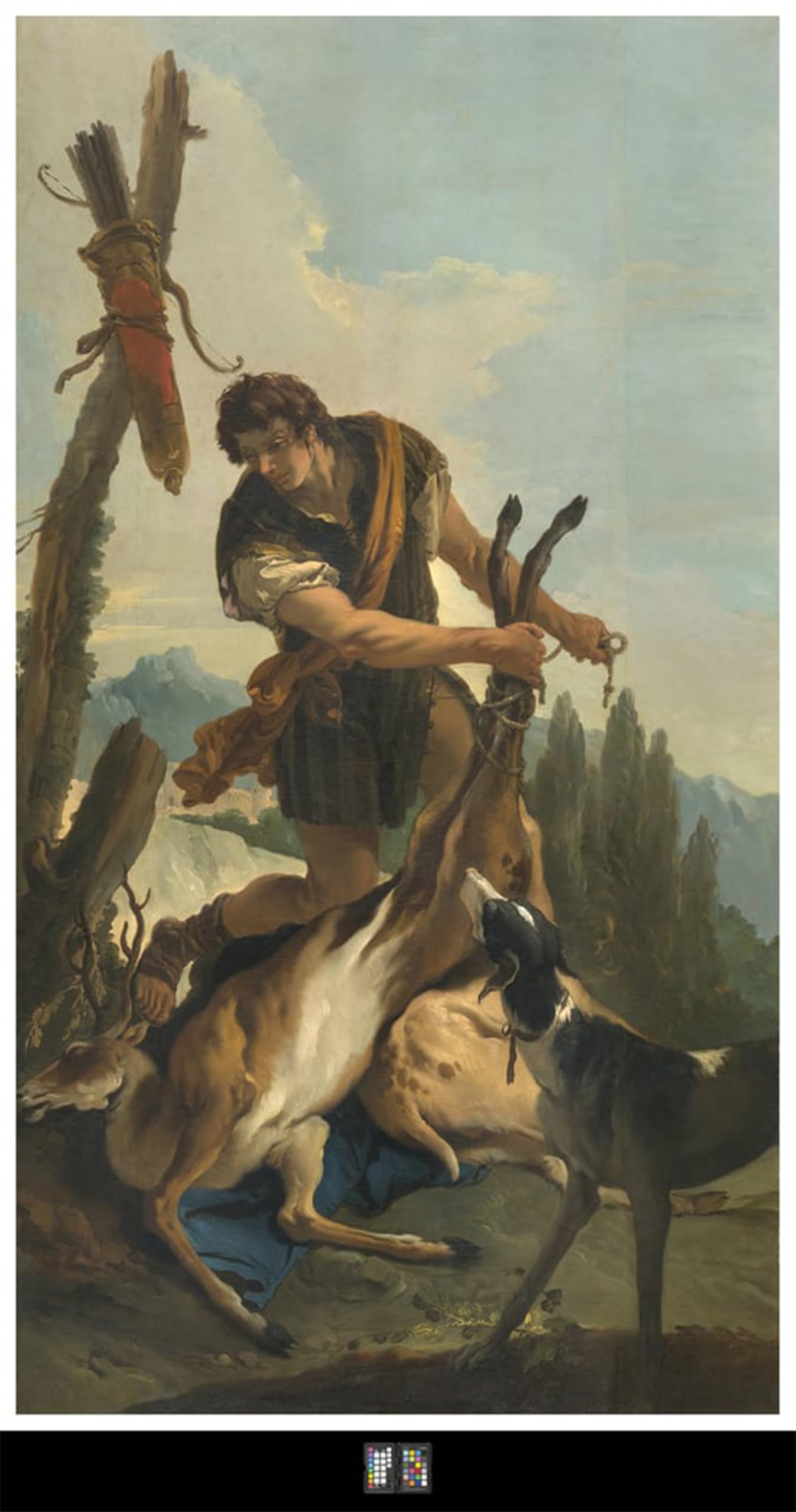 ARTXLXXBN Famous Painting Canvas Artwork Graffiti Print Hunter with Deer by Battista Tiepolo Portrait Canvas Image for Home Decor 60x90cm