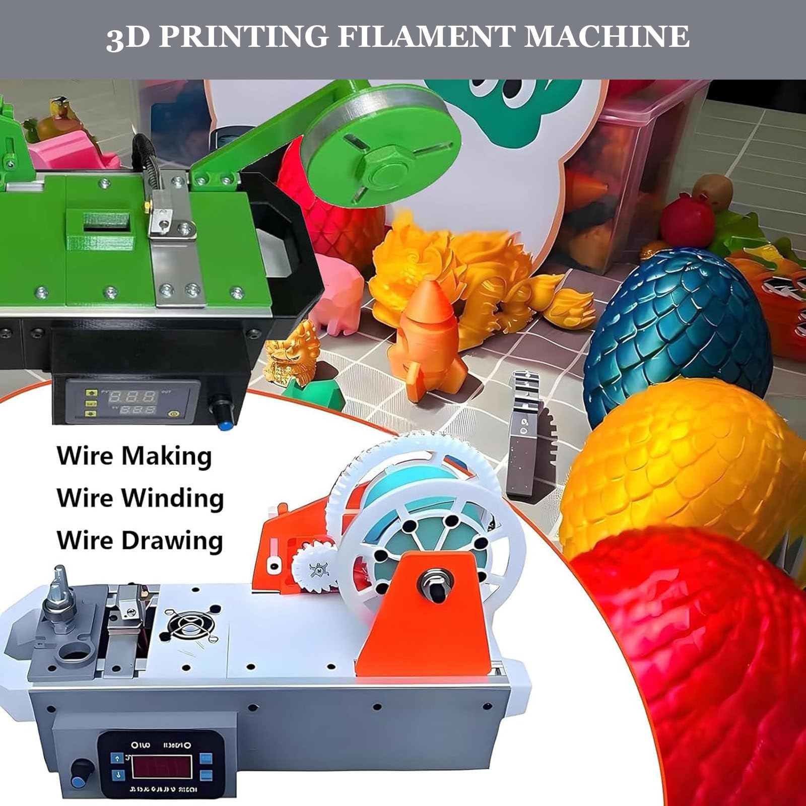 Stampante 3D per filamenti con display digitale, temperatura e velocità regolabili, per progetti fai da te domestici ed ecologici