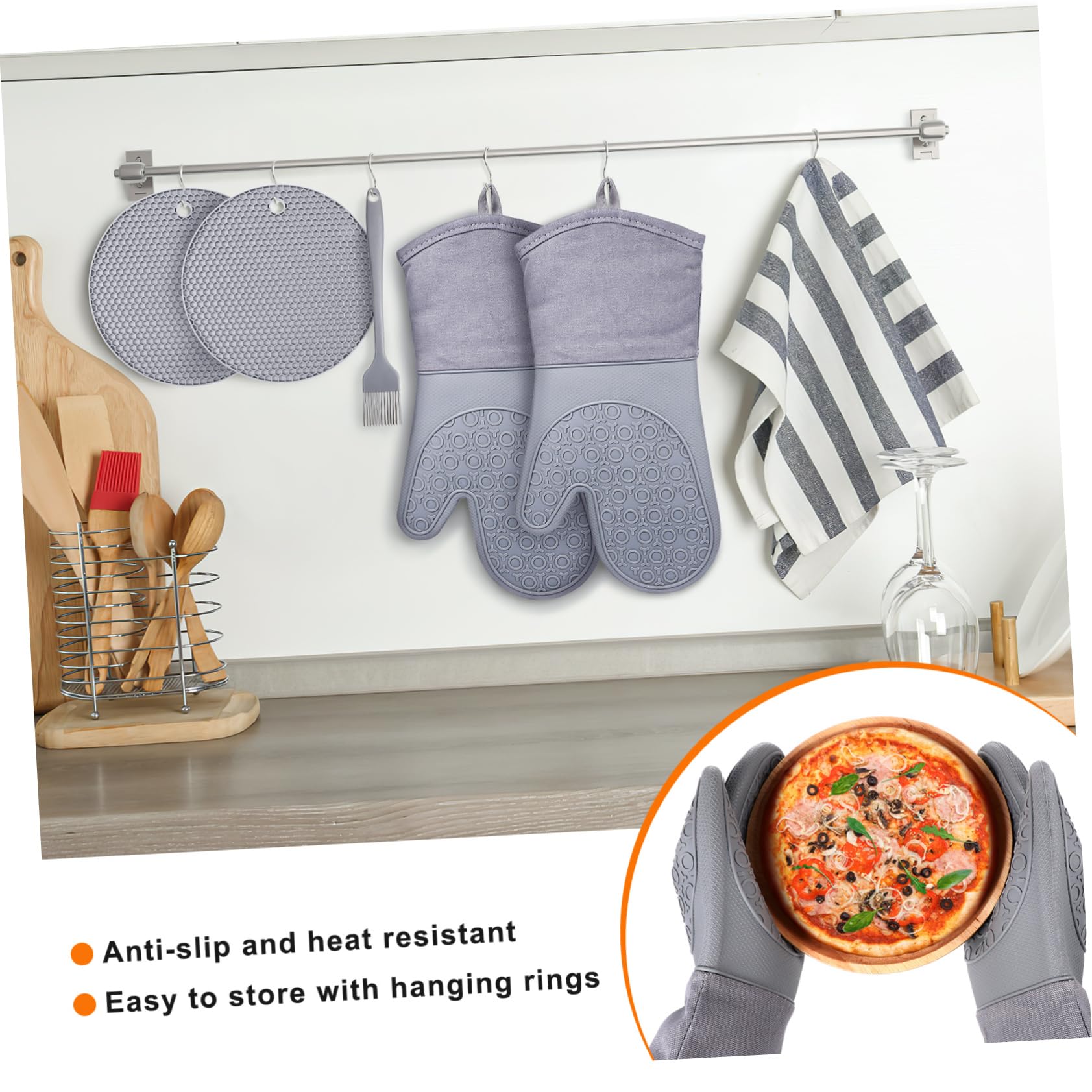 Ofenhandschuhe Silikon Hitzebeständig Rutschfester Ofenhandschuh Mit Schutz Für Hände Und Handgelenke Backen Kochen Grillen Küche Satz