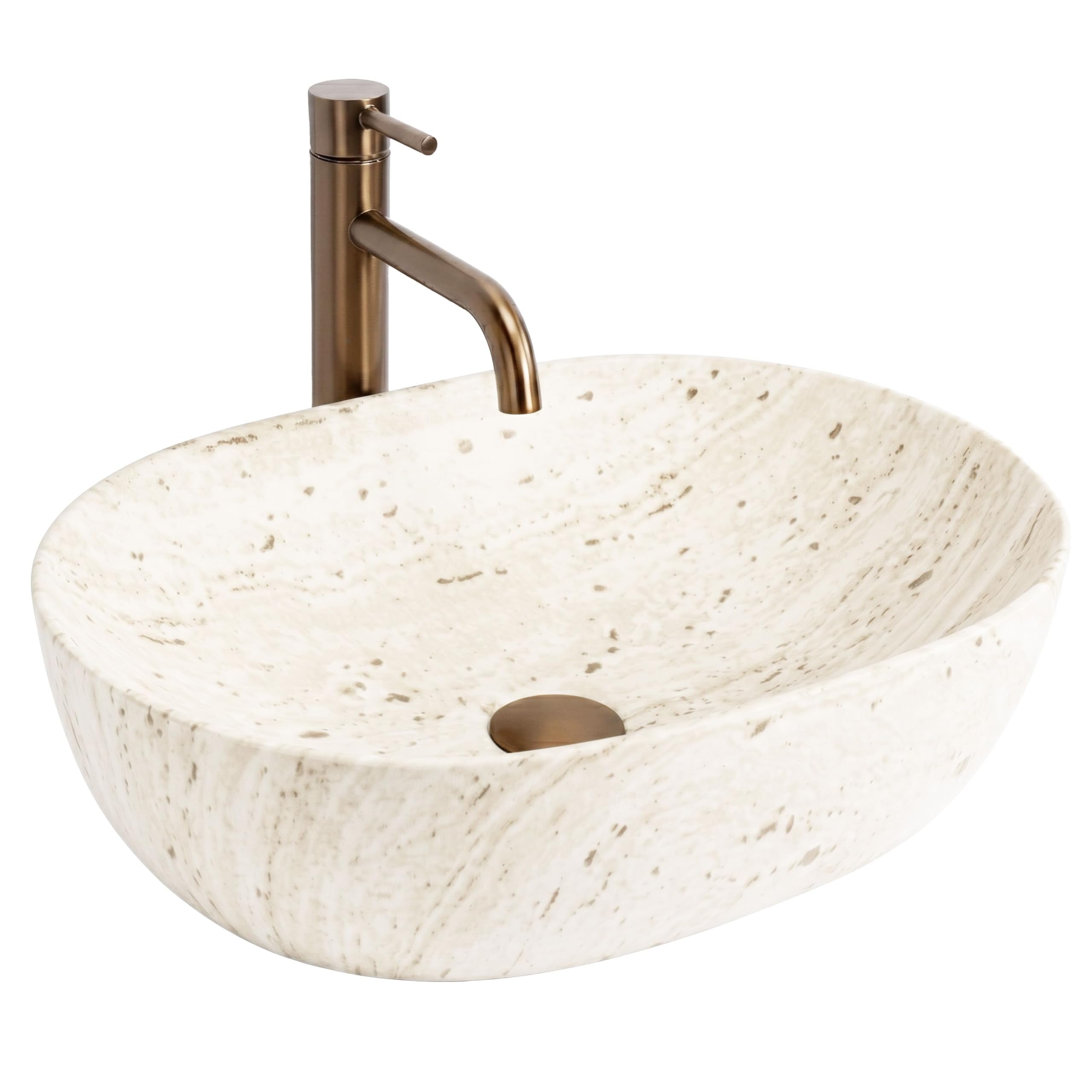 Rea - Lavabo sobre encimera Amelia 48 Travertine Classic - Cerámica - Piedra De Imitación - 48x34,5x13,5 cm