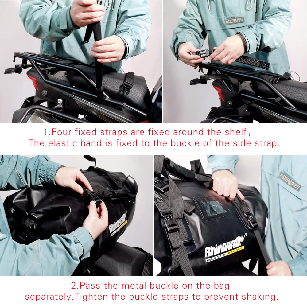 Rhinowalk Borsa per Moto Impermeabile, 20/45/65 L, da Viaggio e Posteriore