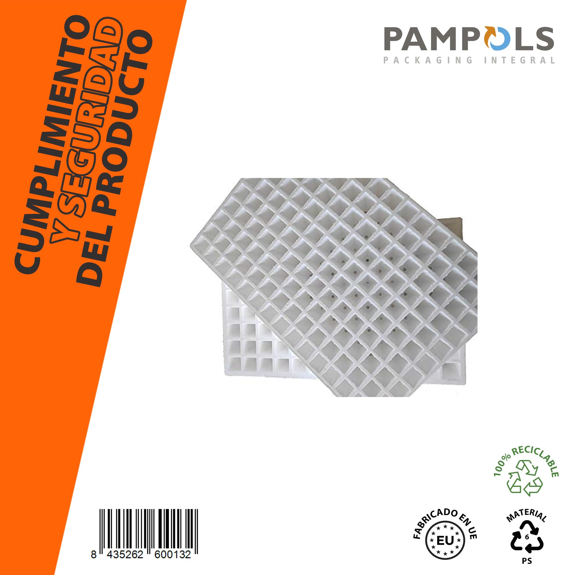 Semilleros de Germinación de 104 Alveolos 4x4x6,5cm | Bandejas de Corcho Pórex Aislante Apilables para Cultivo de Semillas para Huerto | Reutilizable | 70 x 47,5 cm | Pack de 8 Bandejas
