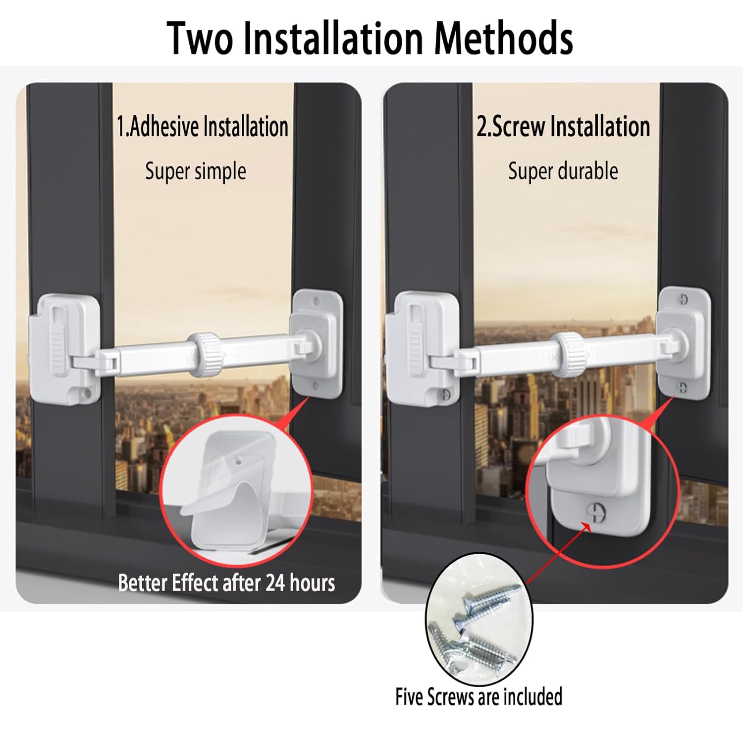 CMINGJ（3 Pack） Child Proof Window Restrictor, Adjustable Baby Safety Window Lock, Window Safety Locks for Toddlers & Pets, Easy to Install Suitable for Door, Washing Machine, Cat Door (White)