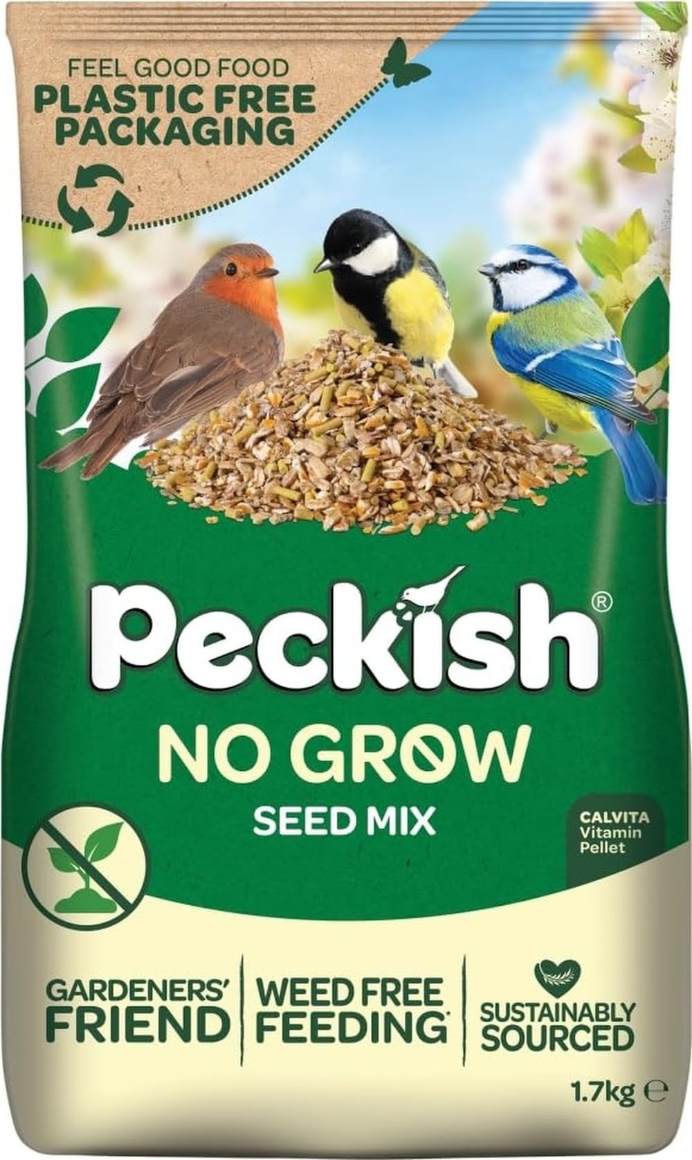 Peckish 60051272 No Grow Seed Mix for Wild Birds, 1.7 kg,package may vary