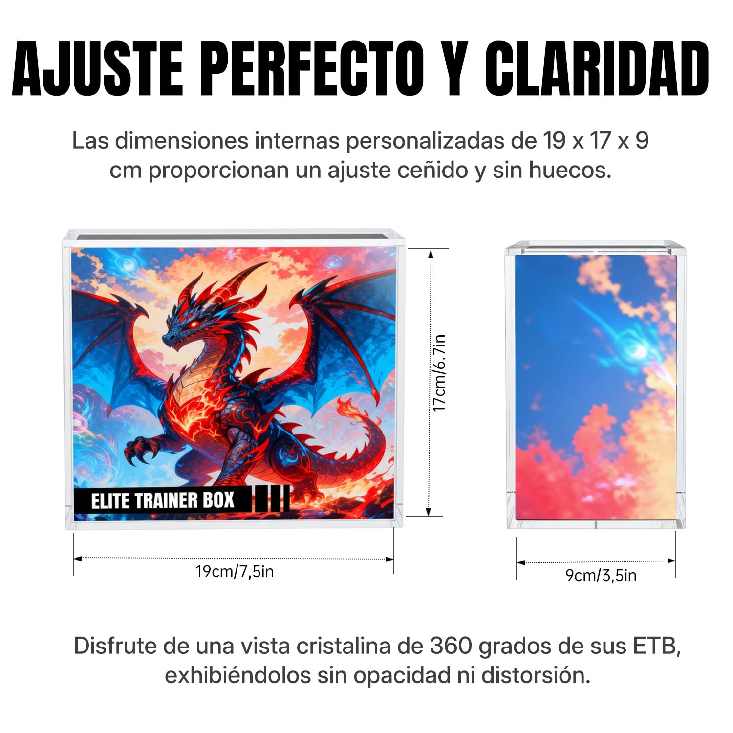 Wigearss Caja de Acrílico Magnética Protección para Pokémon Elite Trainer Box, Caja Protectora Transparente Magnética para Pokémon Elite Trainer Box