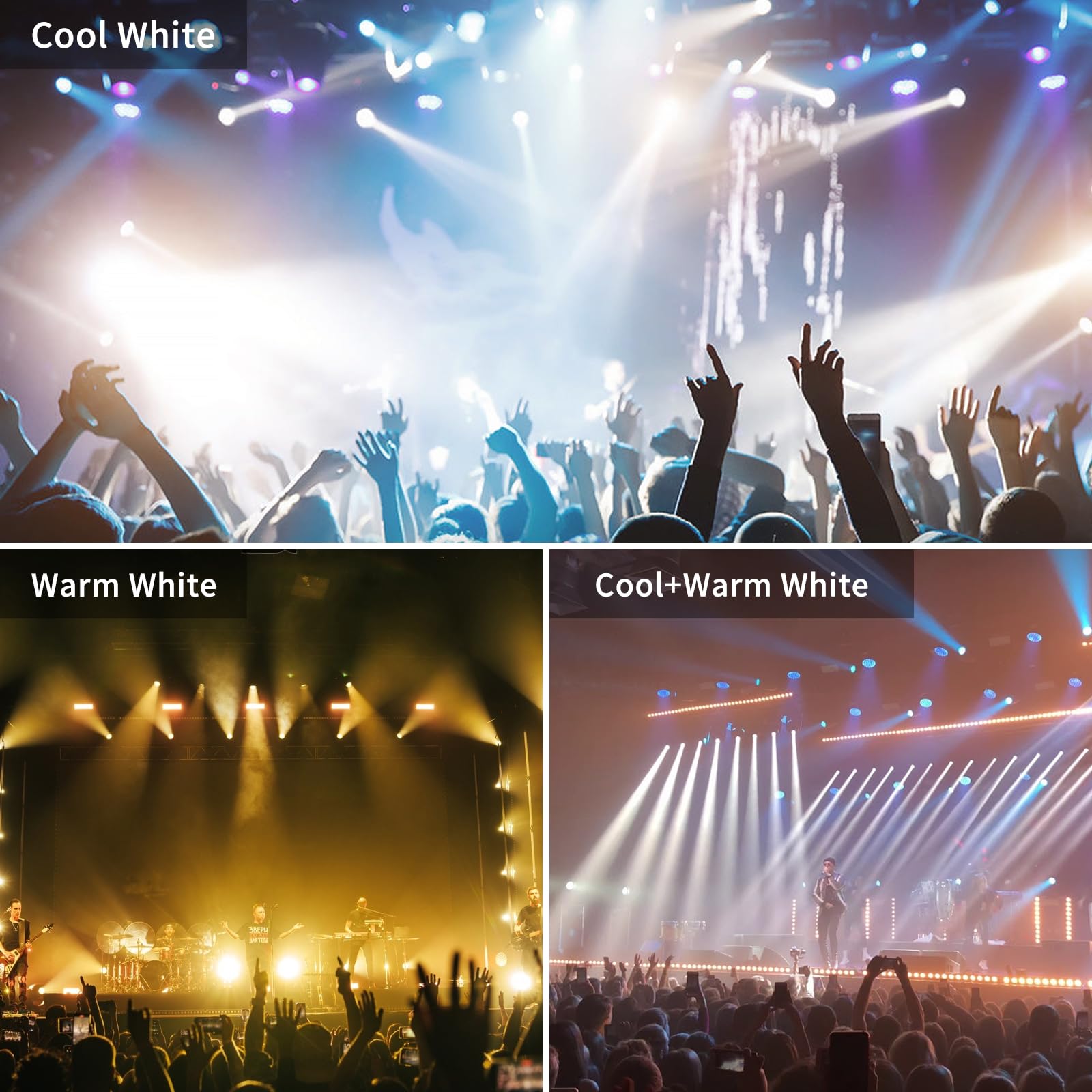 2PCS 100W COB Par LED Luce da Palcoscenico Bianco Freddo/Caldo, Luci Palco Par LED con DMX512 Master-Slave, Faretto stroboscopico per Fotografia, Chiesa, Compleanno, Matrimonio, DJ, Discoteca