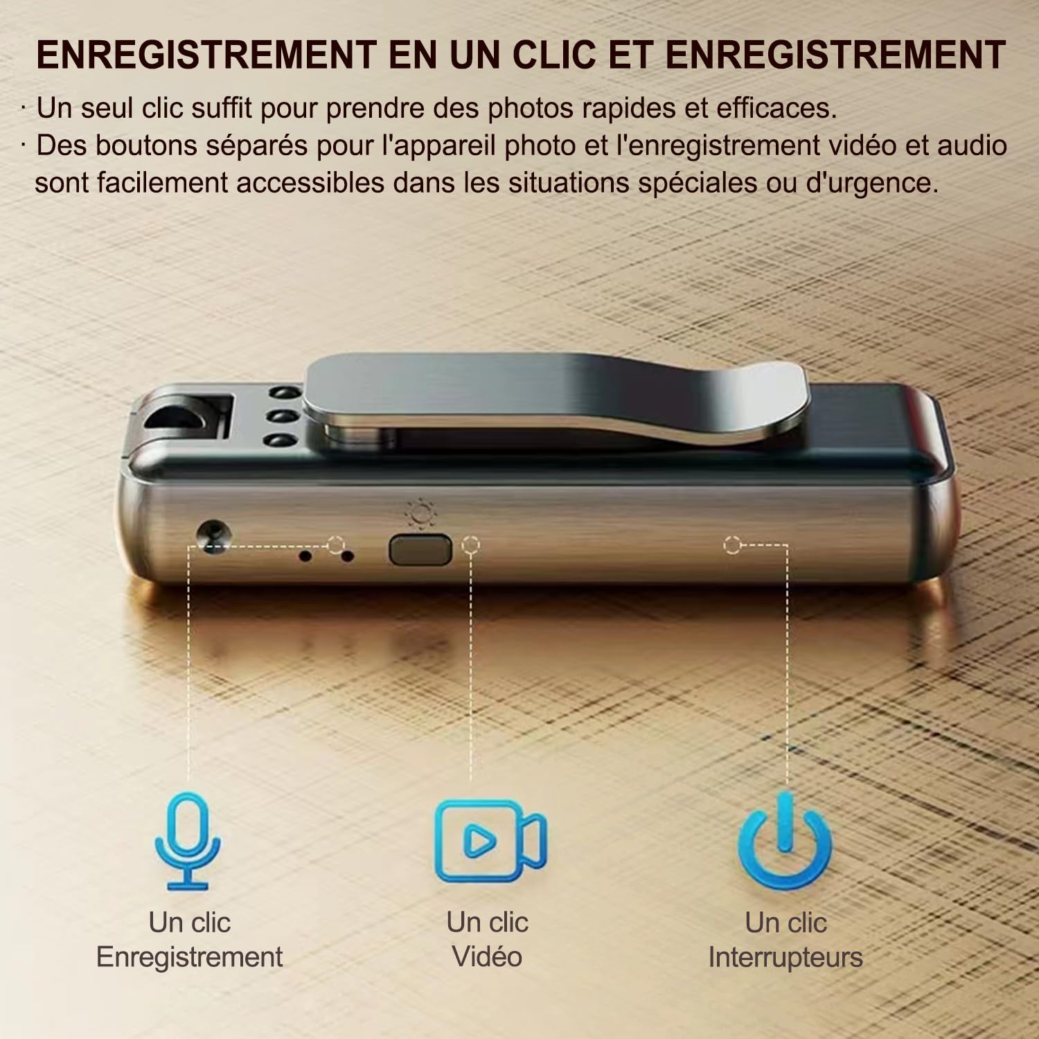 Genérico Videocamera Sportiva 180 ° Grande Angolo Video, Videocamera Ring Shot, 1 Ora Di Durata Della Batteria 1080p HD IR Visione Notturna Telecamera WiFi per Sport All'aperto E Registrazione