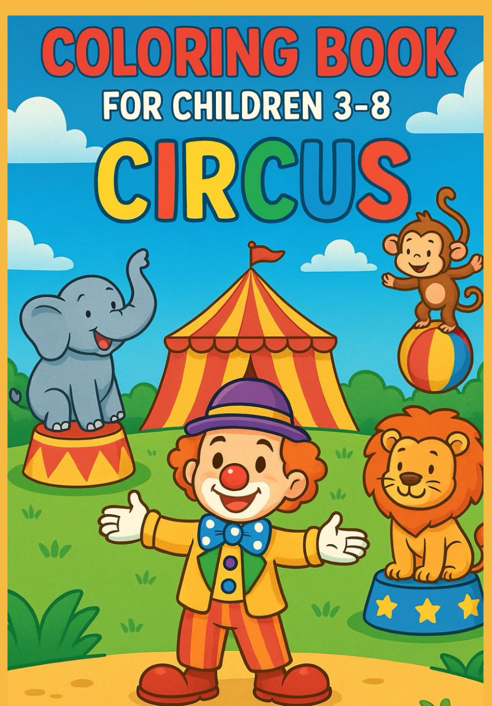 Coloring Book For Children 3-8: CIRCUS.: Fun and Cute Circus Animals, Clowns and Performers – Easy Coloring Pages for Kids Ages 3–8